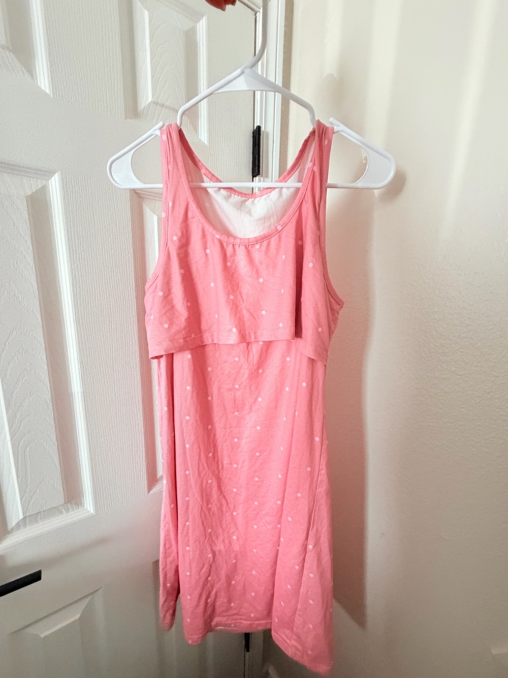Pink Polka Dot Sleeveless Nursing Tank Dress